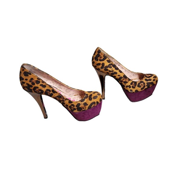 Betsey Johnson Leopard Print Heels with Purple Accents - Picture 6 of 12